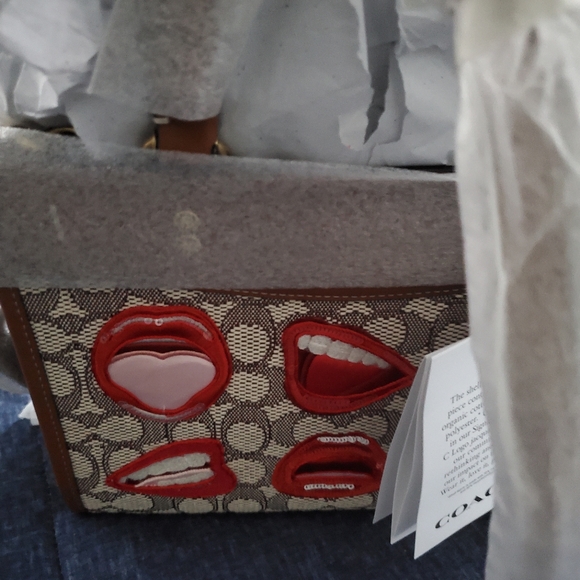 Brand New with tags Coach Tom Wesselman Ltd Ed  Rouge Leather & Canvas Satchel - Picture 7 of 12